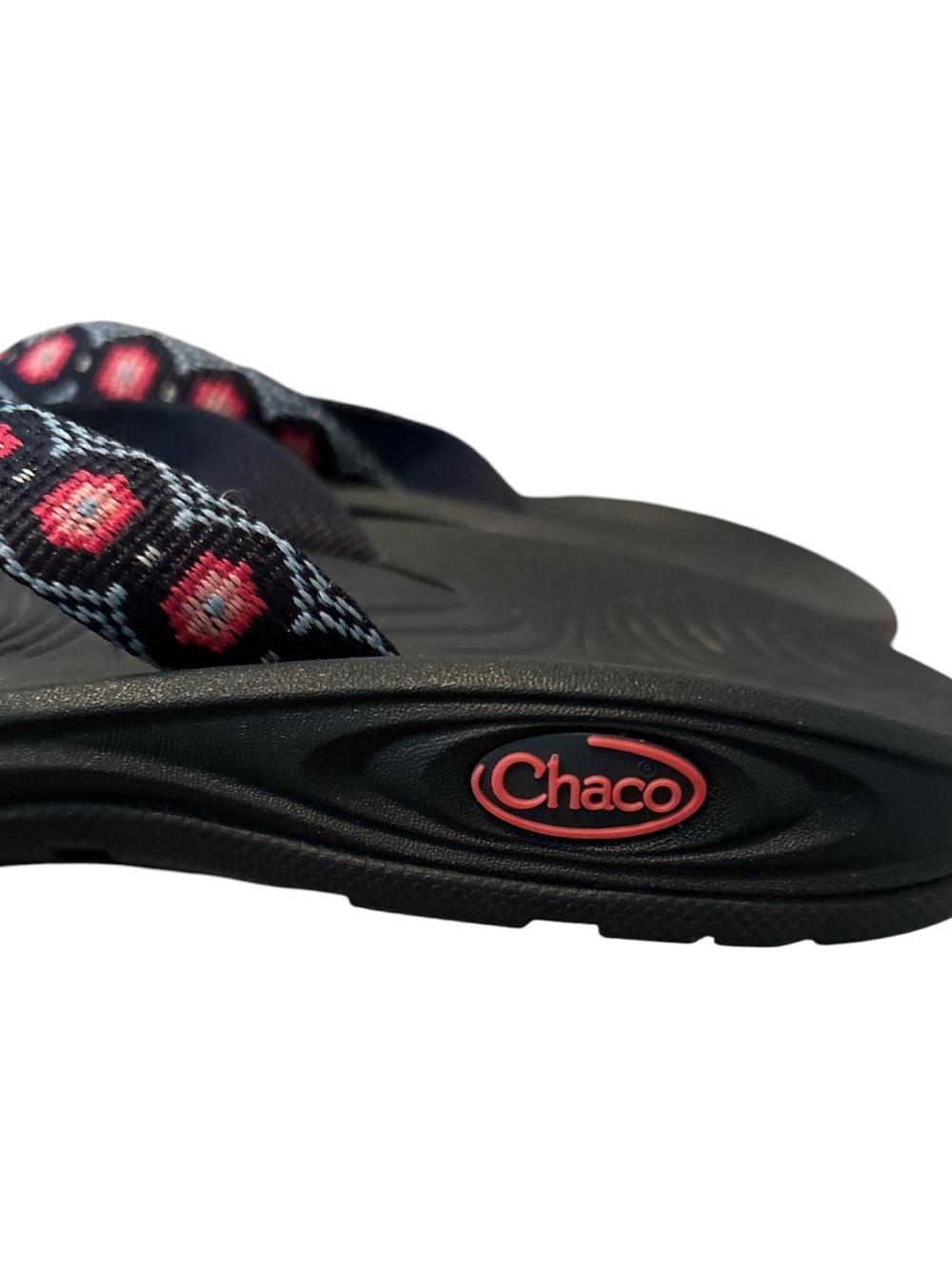 Chaco Women’s Z/Cloud Black Sandals with Pink and Blue Patterned Straps W8 - Picture 4 of 7